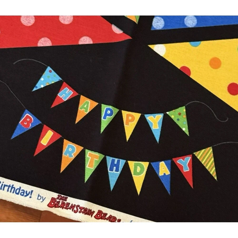 Moda Fabric Beary Happy Birthday Banner by Berenstain Bears Fabric Panel 55520